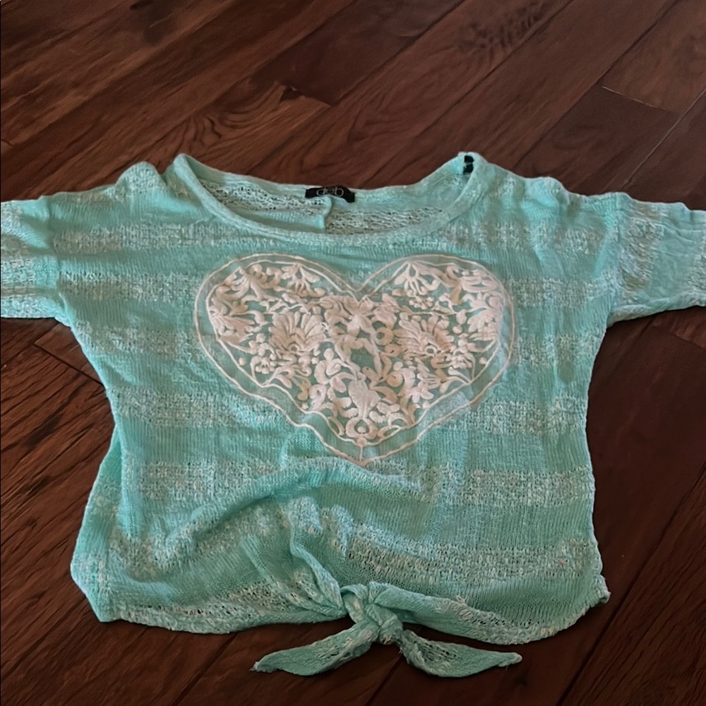 Deb mint green and White Short Sleeve Sweater